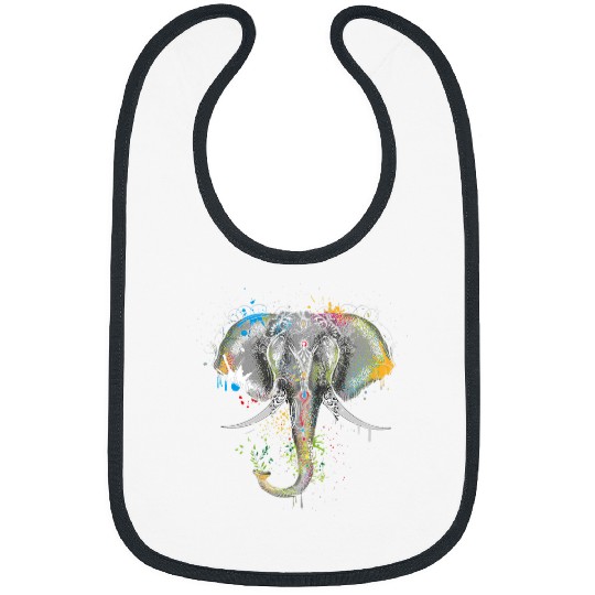 Elephant Mammal colorful elephant head Bibs