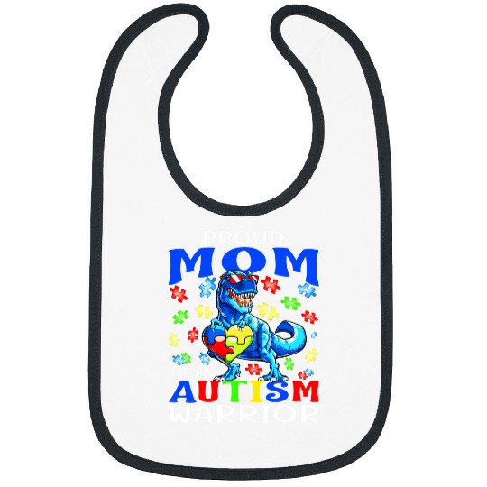 Autism Puzzle Dino Proud Mom Of An Autism Warrior Awareness Dinosaur Bibs
