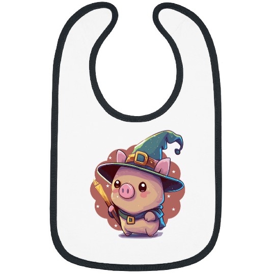 Pig Pet Cute Wizard Pig Tabletop RPG Nerdy Roleplaying Geek Bibs