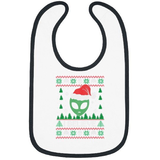 Aliens UFO I Believe In UFO Alien Christmas Ugly Funny Alien xmass 2 Bibs