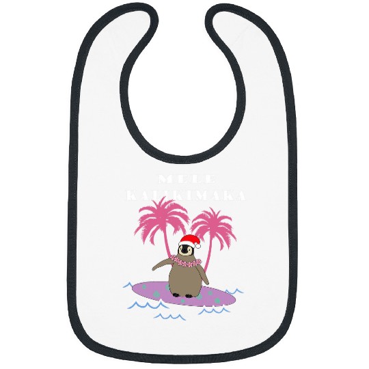 Penguin Pet Mele Kalikimaka Baby Penguin Surfer Hawaii Bibs