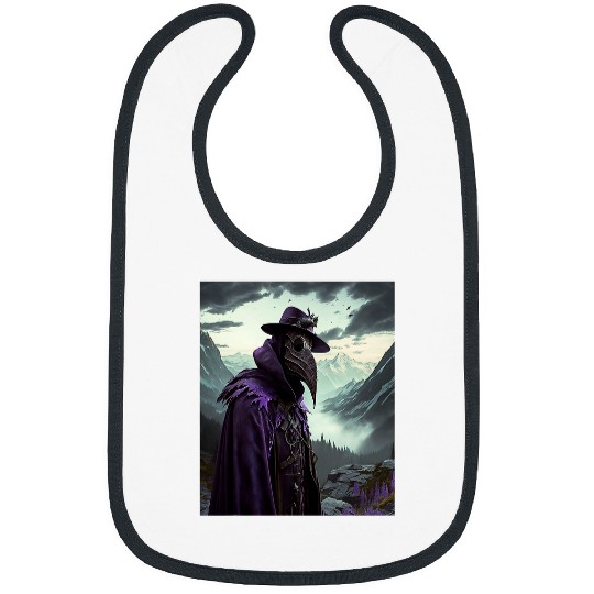 Purple Violet Plague Doctor Standing On Mountain Cool Art 22 Bibs