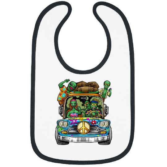 Aliens UFO Hippie Alien Friends Road Trip UFO I Want To Believe Travel Bibs