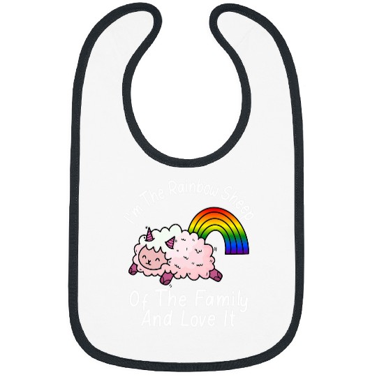 Sheep Pet Rainbow Sheep of Family Cute LGBT Rainbow Pride Aesthetic Bibs