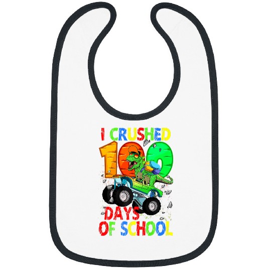 Dinosaur Pet I Crushed 100 Days of School Dinosaur Monster Truck Gift Boy Bibs