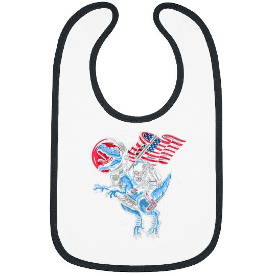 Dinosaur Pet American Flag Astronaut Dinosaur Red White Blue 4th of July 1 Bibs