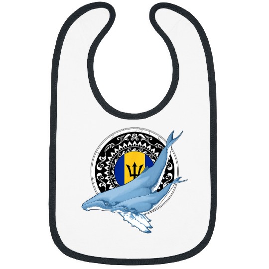 Whale Pet Humpback Whale Diving Flag of Barbados Bibs