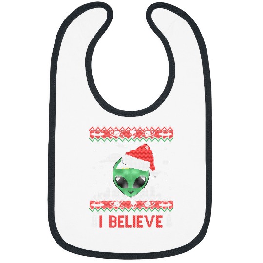 Aliens UFO I Believe In UFO Alien Christmas Ugly Funny Alien xmass Idea Bibs