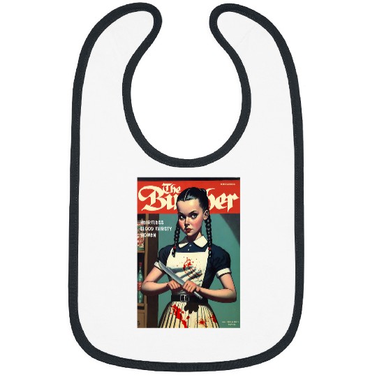Book Fun Sinister Girl Holding knifes 1960s Horror Comic Book Cover Bibs