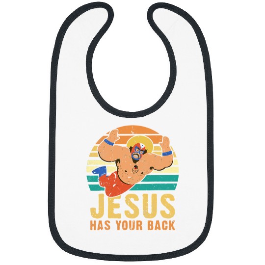 Sport Wrestling Jesus Has Your Back Funny Wrestling Jiu Jitsu Retro vintages Bibs
