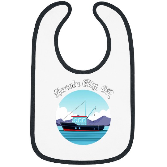 Fishing Fun Lincoln City Oregon Fishing Boat Fisherman Art Bibs