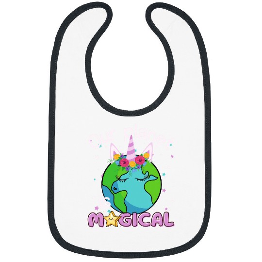 Unicorn Pet World Earth Day Planet Unicorn Face Boys Girl Toddler Bibs