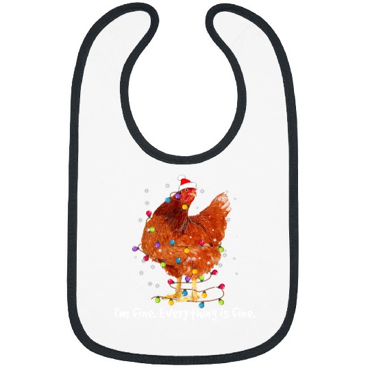Chicken Pet xmass Lights Im Fine Everything Is Fine Christmas Bibs