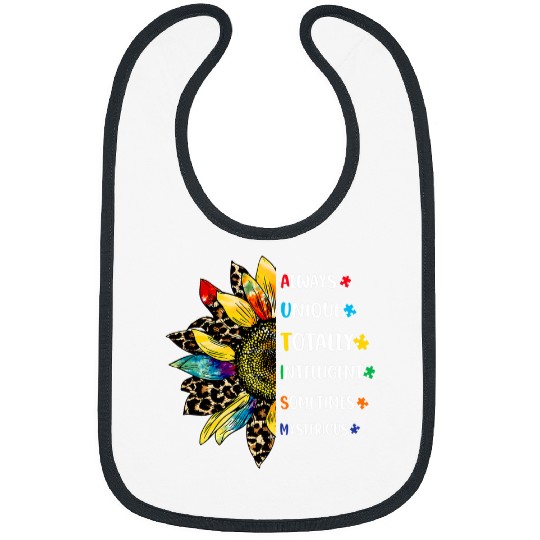 Autism Puzzle Support Autism Kids for Mom Dad Sunflower 2 Bibs