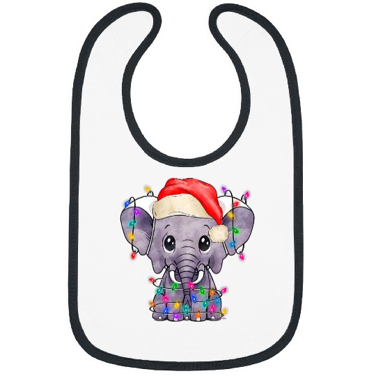 Elephant Mammal Christmas Light Funny Elephant Lover Xmas Bibs