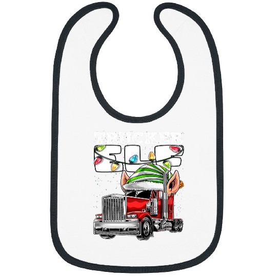 Truck Fun Elf Truck Driver Big Rig Funny Christmas Gift Men Bibs
