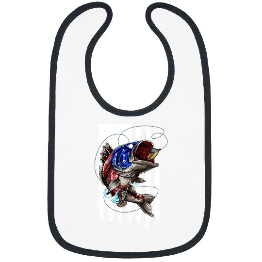 Fishing Fun Bass Fish American Flag 75 Bibs