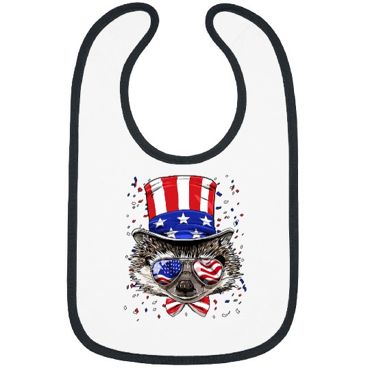 Hedgehog Pet 4th of July Patriotic Hedgehogs Wearing USA Flag Sunglasses 006 Bibs