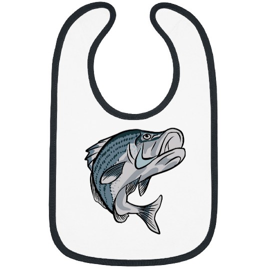 Fishing Fun Striped Bass Graphic Mens Fishing Illustration Bibs
