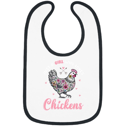 Chicken Pet Girl Loves Chicken Floral Print Rooster Poultry Farmer Girl Bibs