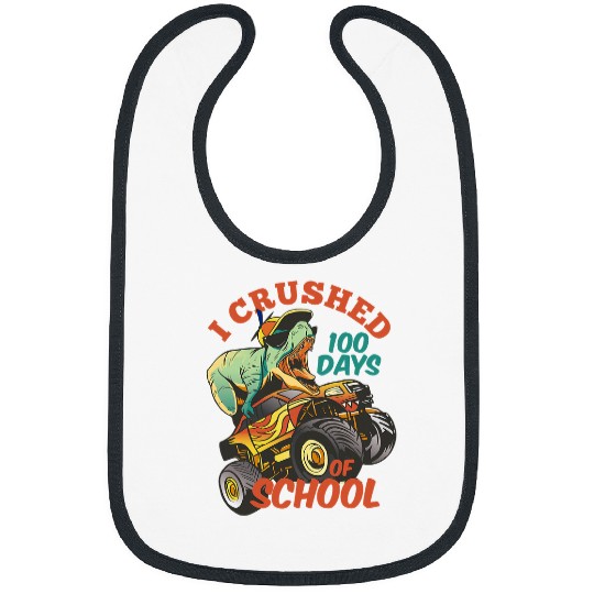 Dinosaur Pet I Crushed 100 Days of School T rexs Dinosaur Monster Truck1 Bibs