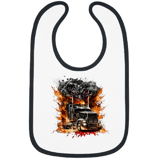 Truck Fun Flaming Tractor Trailer Semi Truck Graphic Bibs