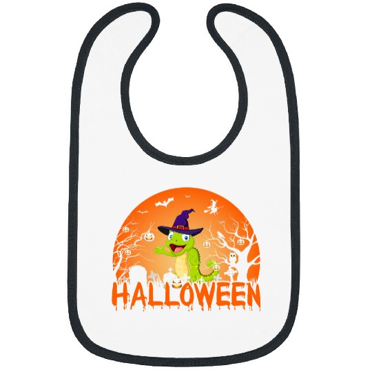 Chameleon Pet Pumpkin Face Cute Chameleon Lovers Scary Halloween Costume Bibs