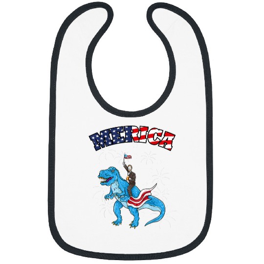 Dinosaur Pet Abraham Lincoln Riding T rexs 4th Of July American Flag Bibs