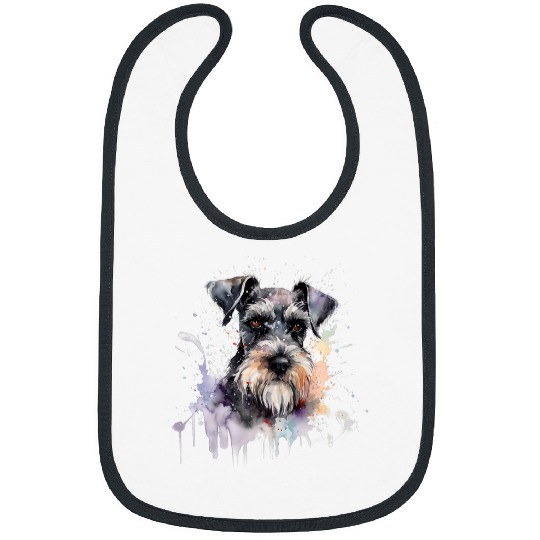 Schnauzer Pet Colorful Miniature Schnauzer watercolor art Bibs