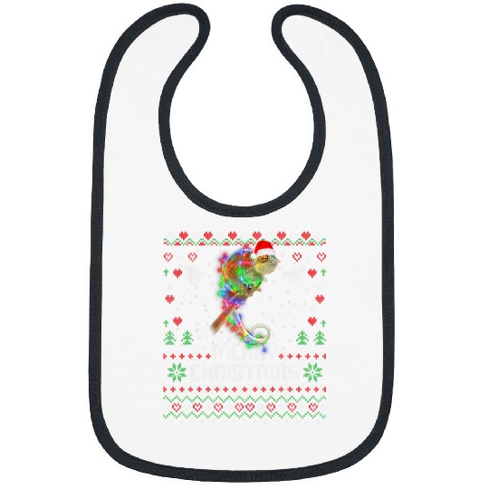 Chameleon Pet Santa Hat Animal Christmas Tree Lights Holiday Bibs