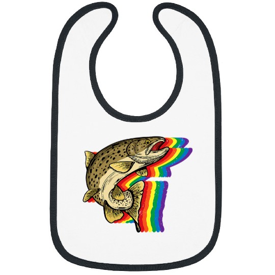 Fishing Fun LGBTQ Gay Pride Proud Rainbow Trout Fishing Lovers Bibs