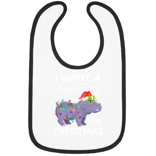 Hippo Pet I Want A Hippopotamus For Christmas Lights Hippo xmass Pajama 145 Bibs