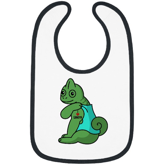 Chameleon Pet Tattoo Ink I Love Grandma Tattoo Chameleon Grandmother Reptile Pet Bibs
