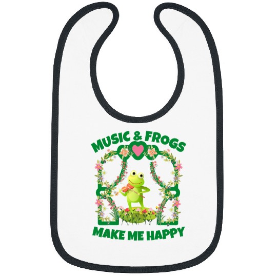Frog Pet Music frogs Make Me Happy spring funny cute frog toad Bibs