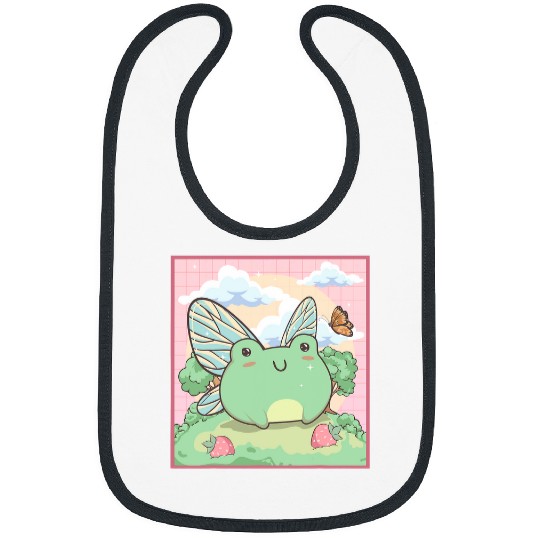 Frog Pet Cottagecore Aesthetic Kawaii Fairy Frog Butterfly Strawberry 01 Bibs