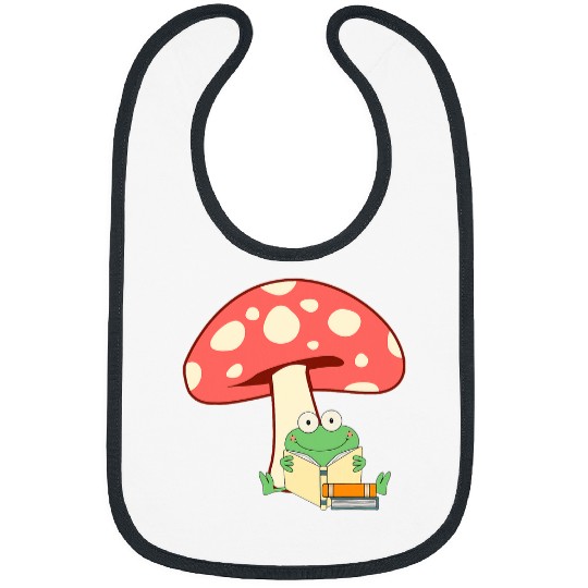 Frog Pet Cottagecore Aesthetic Frog Reading Book Mushroom Lover Bibs