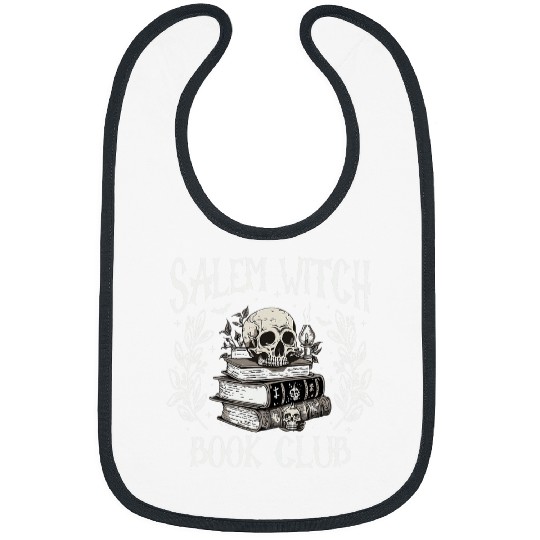 Book Fun Salem Witch Book Club Retro Skull Halloween Witch Book Women Bibs