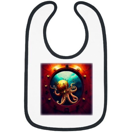 Octopus Pet Arabesque Steampunk Pirate Riding Inside Octopus Submarine Bibs