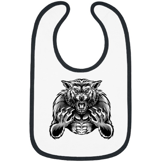 Coyote Mammal Werewolfs Fierce wolfs Man Cryptid Animal Full Moon Bibs