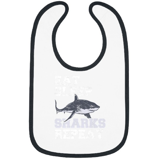 Shark Pet Eat Sleep Sharks Repeat Funny Shark Lover Funny Sharks Ocean Bibs