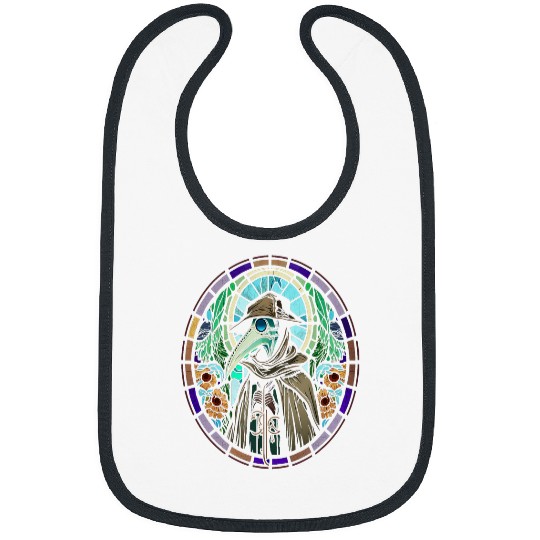 Colorful Stained Glass Holy Plague Doctor Cool Cathedral Art 21 Bibs