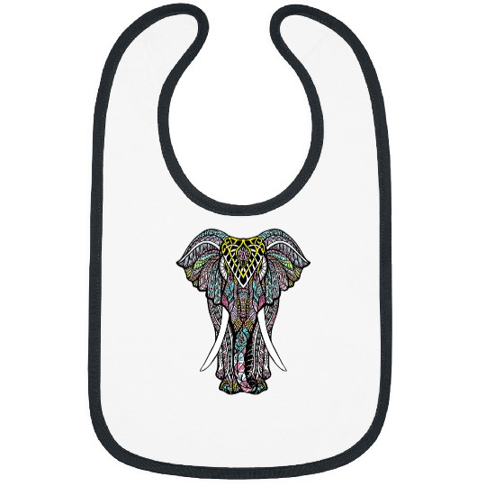 Elephant Mammal Colored Elephant Ethnic patterned Art Bibs