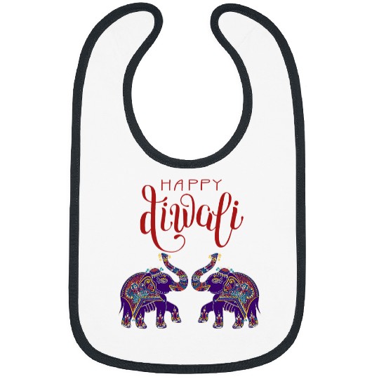 Elephant Mammal Colorful Elephant Happy Deepavali Diwali For Hindus Bibs