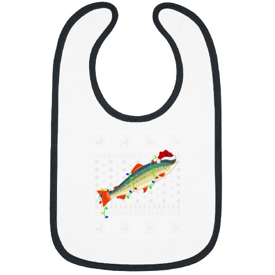 Fishing Fun xmass Lighting Santa Ugly Brook Trout Fish Christmas 659 Bibs