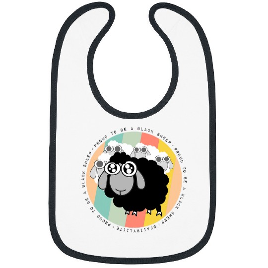 Sheep Pet Funny Black Sheep Of The Family Rainbow Pride Kawaii Animal Bibs