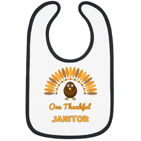 One Thankful Janitor Cute Thanksgiving Turkey Funny Job Bibs