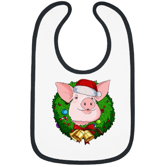 Pig Pet Domestic Pig Christmas Wreath Santa Hog Bibs