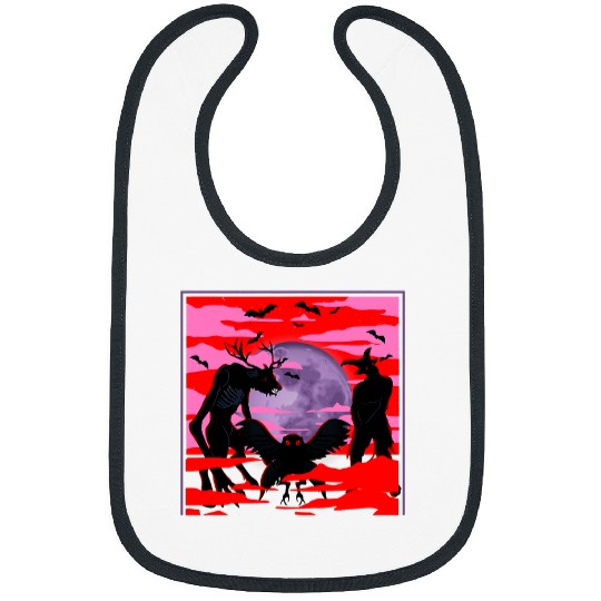 Goats Pet White Moon Red Sky Cryptid Group Goatsman Wendigo Mothman Bibs