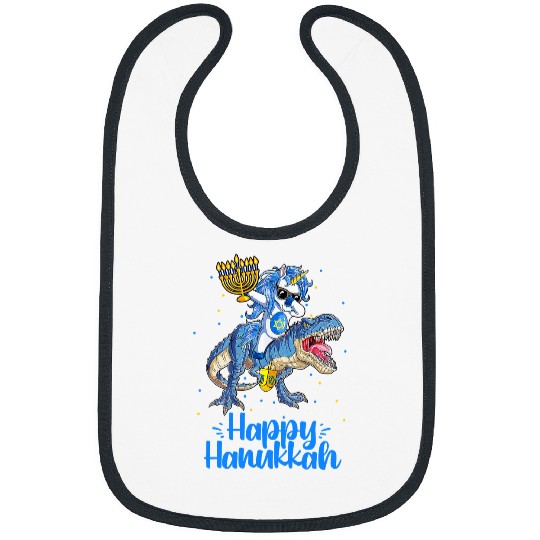Unicorn Pet Lover Pony Jewnicorn Funny Hanukkah Unicorn Dinosaur Bibs