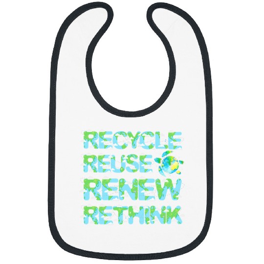 Turtle Pet Cute Recycle Reuse Renew Rethink Funny Turtle Earth Day Bibs